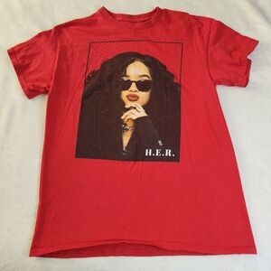 H.E.R. Red Tshirt With Graphics Size Medium